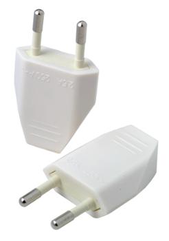 Fiche mâle électrique blanche 2.5A pour raccordement de câble, lot de 2 pièces