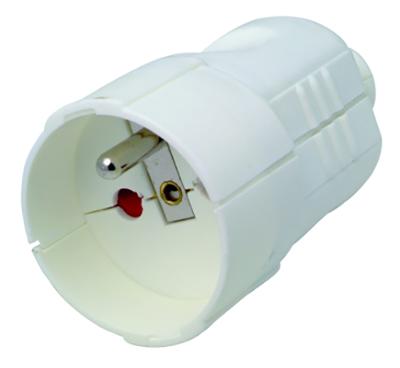 Fiche électrique femelle blanche 16A 2 pôles + terre