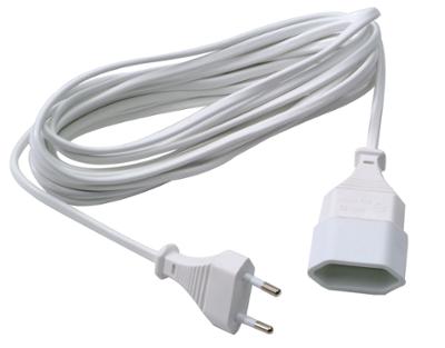 Rallonge électrique 2x0.75 PVC blanche de 5 mètres avec prises mâle et femelle