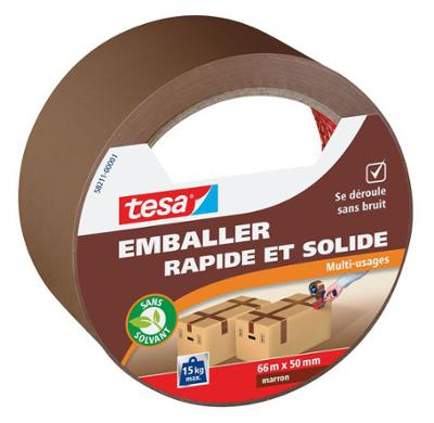 Ruban adhésif d'emballage Emballer Rapide et Solide Multi-Usage marron 66 m x 50 mm pour fermer des cartons