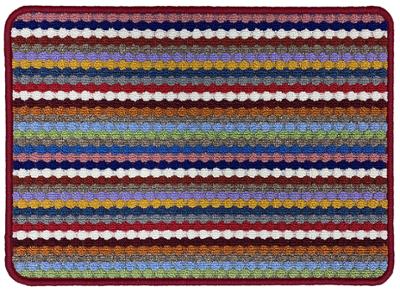 Tapis aiguilleté multi-usages à rayures multicolores 40 x 60 cm
