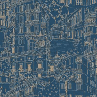 M55801 Vinyl Grainé sur Intissé Montmartre Bleu/Or