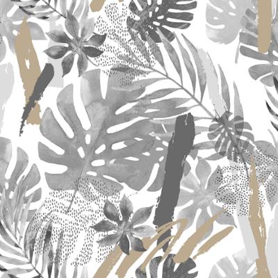 L67509 Intissé sur Papier Motif Palmes Gris
