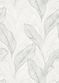 10282-31 Papier Peint Vinyle Expansé Sur Intissé Grandes Feuilles Grises 