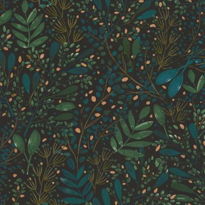 10169 7692 Papier Peint Vinyl sur Intissé Green Life Vert Bleu Or Fond Noir