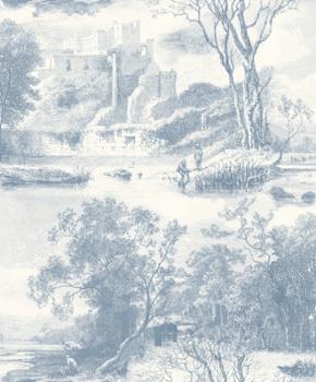 M61301 Vinyle sur Intissé Toile De Jouy Bleu