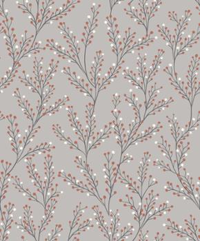 M57409 Papier Peint  Expansé sur Intissé Branchage Scandinave Gris Beige