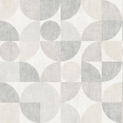 M62107 Papier Peint Vinyle Grainé sur Intissé Géo Rond Grège