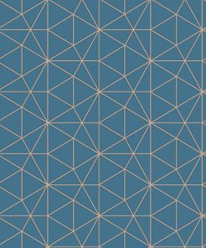 M61501 Papier Peint Expansé sur Intissé Géo Bleu Or