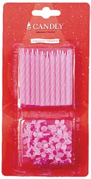 Bougies anniversaire roses en blister de 20 pour gâteau