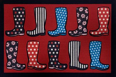 Tapis Entry Lots of Boots Red 40x60cm