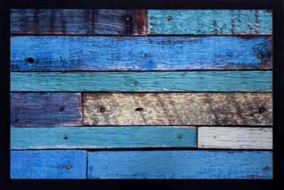 Tapis Entry Colored Scrap Wood Turquoise 40x60cm