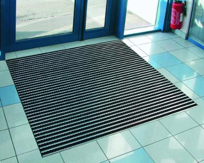 Tapis d'accueil Olympe en polyamide anthracite de 17 mm d'épaisseur, antidérapant