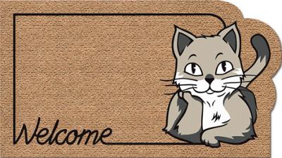 Tapis Faux Coco Kokarda Chat Welcome 40x70cm