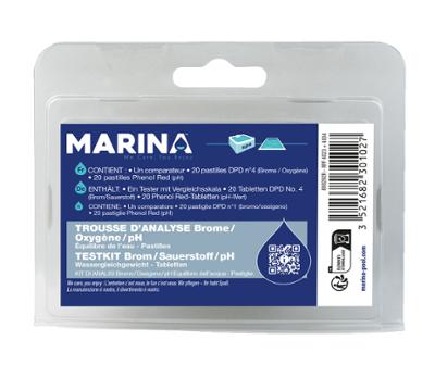 Trousse d'Analyse Brome Oxygène/pH Pastilles pour piscine, kit complet de contrôle de la qualité de l'eau avec réactifs.