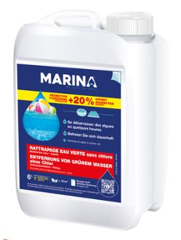 Traitement choc piscine anti-algues pour rattrapage eau verte, format 5L+1L