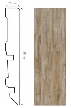 Plinthe en hêtre vieilli de 80mm, pour une finition élégante de parquet.