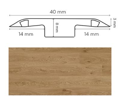 Barre de jonction profilée en chêne naturel pour parquets et stratifiés