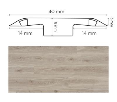 Barre de Jonction Cèdre Blanc pour parquets et stratifiés, garantissant une transition esthétique et discrète.
