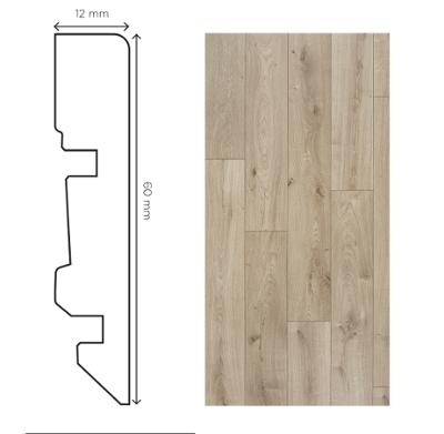 Plinthe Alisier 60mm pour parquet et stratifié, finition aspect bois naturel