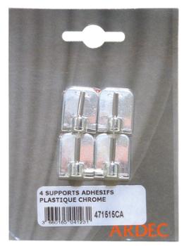 Supports Adhésifs Plastique Chromé Carte de 4