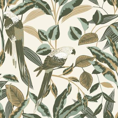 Papier peint vinyle sur intissé Gary vert eucalyptus, motif végétal pour une ambiance naturelle et apaisante