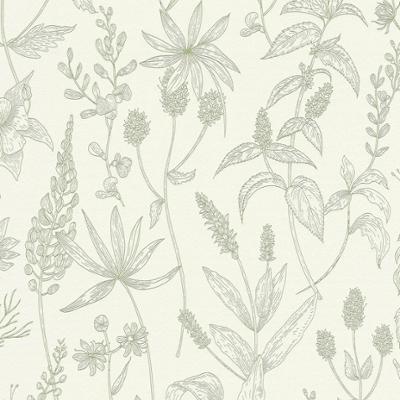Papier peint expansé sur intissé à motif fleurs champêtres vert pour une ambiance printanière