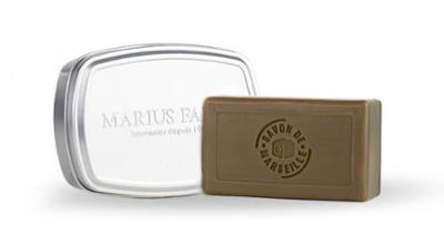 Savon de Marseille authentique à l'huile d'olive 100g et sa boîte aluminium protectrice