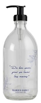 Flacon pompe en verre sérigraphié 500 ml pour savon liquide avec pompe noire