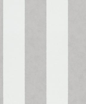 Papier peint vinyle sur intissé à motifs de barres gris clair et blanc pour une décoration murale contemporaine.