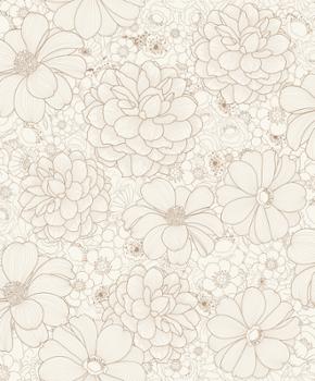 Papier peint vinyle grainé sur intissé Fleur Dorée, motif floral élégant, Collection Best Sélection 2024