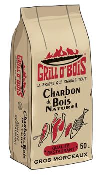 Sac de charbon de bois Qualité Restaurant 50L 6.5kg pour barbecue, braises durables