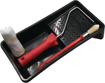 Ensemble de peintre avec bac en plastique, mini rouleau de 110mm et pinceau à rechampir, parfait pour peinture mate et satinée