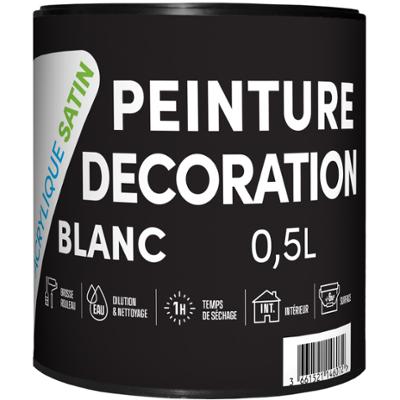 Peinture Décoration Acrylique Satin Blanc 0.5L