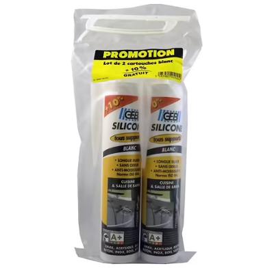 Lot 2 Silicones Tous Supports Cuisines & Bains 280 ml + 10%