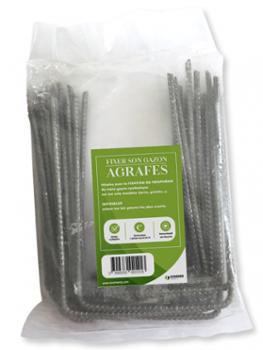 Agrafes à gazon en U 15x10x15cm Sachet de 20, en acier galvanisé pour fixer le gazon synthétique au sol durablement