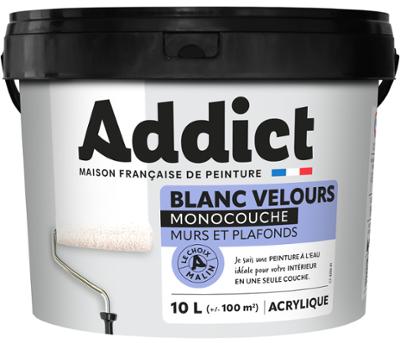 Peinture Murs et Plafonds Monocouche Acrylique Blanc Velours 10L