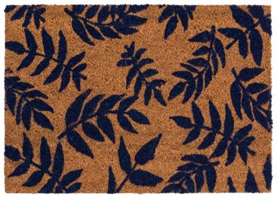 Tapis Coco Imprimé Feuillage Bleu Marine 40 x 60 cm