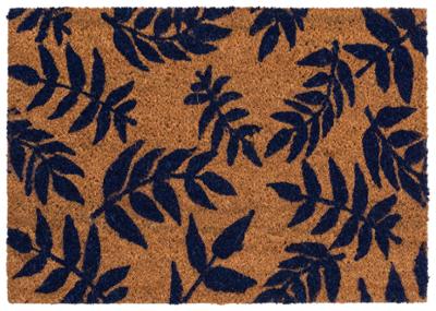 Tapis Coco Imprimé Feuillage Bleu Marine 40x60cm