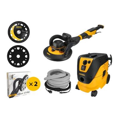 Ponceuse professionnelle Leros-S Styro-ITE Premium 1230 L AFC en pack, pour ponçage de façades et grandes surfaces.