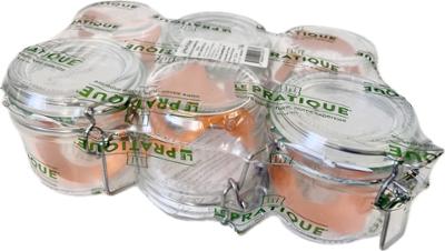 Pack de 6 bocaux en verre Le Pratique de 200 ml (diamètre 70 mm) avec couvercles pour conserves alimentaires.