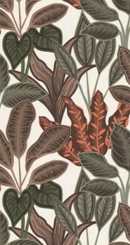 Papier Peint Vinyle sur Intissé Arbre Terra Vert Sauge Taupe, motif végétal stylisé