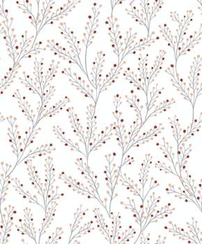 M57407 -  Papier Peint Intissé Branchage Scandinave Fond Blanc
