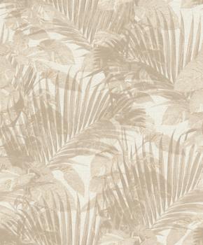 Papier Peint Vinyle Grainé sur Intissé Motif Feuilles Areca Marron