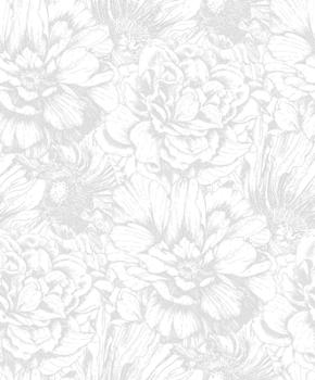 88901 - Papier Peint Vinyle sur Intissé Fleurs Gris et Blanc