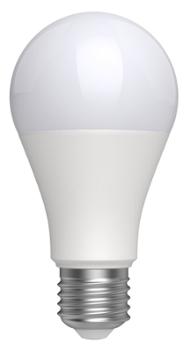 Ampoule LED E27 opaque en forme de poire classique 10.5W (1060 lumens), produisant une lumière blanc chaud pour un éclairage diffus.