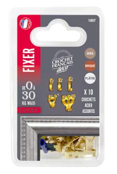 10 Crochets Acier Assortis Pour Tableau et Cadre