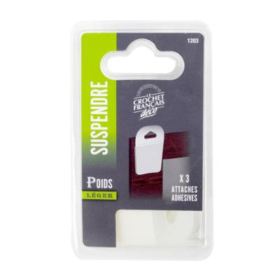 3 Attaches Adhésives Blanches