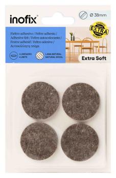 Lot de 4 feutres adhésifs en laine marron de 38 mm de diamètre pour protéger les sols des rayures sous les meubles et chaises.