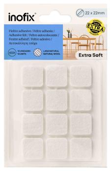 Patin Feutre Adhésif en Laine Blanc 22 x 22 mm (x12) pour protection de meuble et de sol